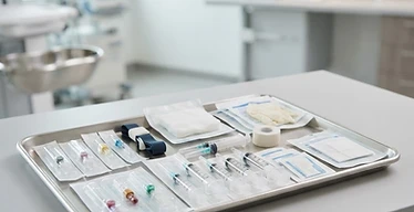Sterile Surgical Packs — Medical consumables including IV cannulas, syringes, dressings and wound care supplies