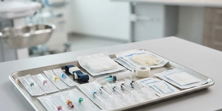 Wound Dressings Pack — Medical consumables including IV cannulas, syringes, dressings and wound care supplies
