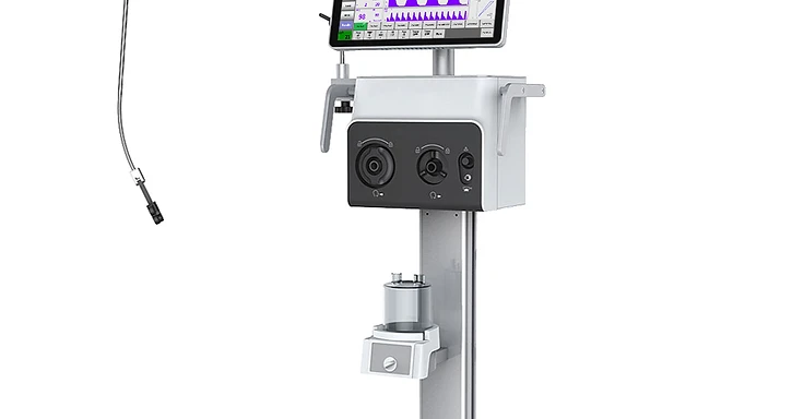 Medsinglong MSLVM30 ICU ventilator with waveform touchscreen display, dual breathing ports and mobile stand with oxygen cylinder