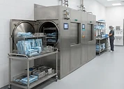 Sterile Storage Cabinet — Steam autoclave sterilisers and instrument racks in a central sterile services department