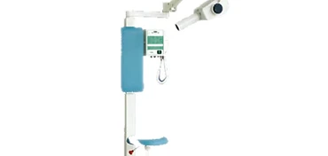 Wincom XRY-D10S mobile dental X-ray unit with vertical column, four-caster base, articulating X-ray tube arm and integrated operator seat