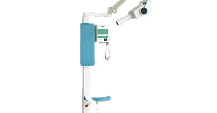 Wincom XRY-D10S mobile dental X-ray unit with vertical column, four-caster base, articulating X-ray tube arm and integrated operator seat