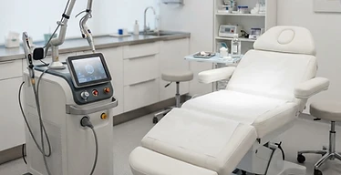 Dermatoscope — Medical laser device and examination bed in a dermatology and aesthetics clinic