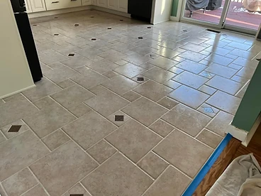 Terrazzo floor finished with a high-gloss Rexpro specialty coating