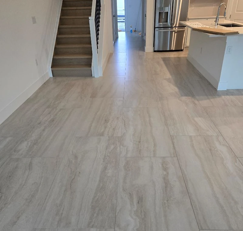 Professionally restored tile and grout floor in a South Florida home