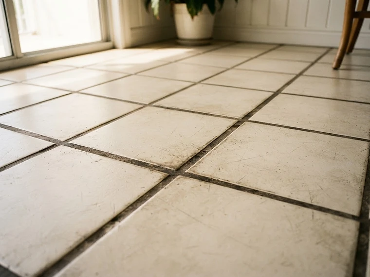 Tile and grout before restoration