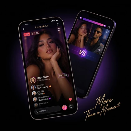 Lumaras live streaming — a live stream phone in front of a VS battle phone