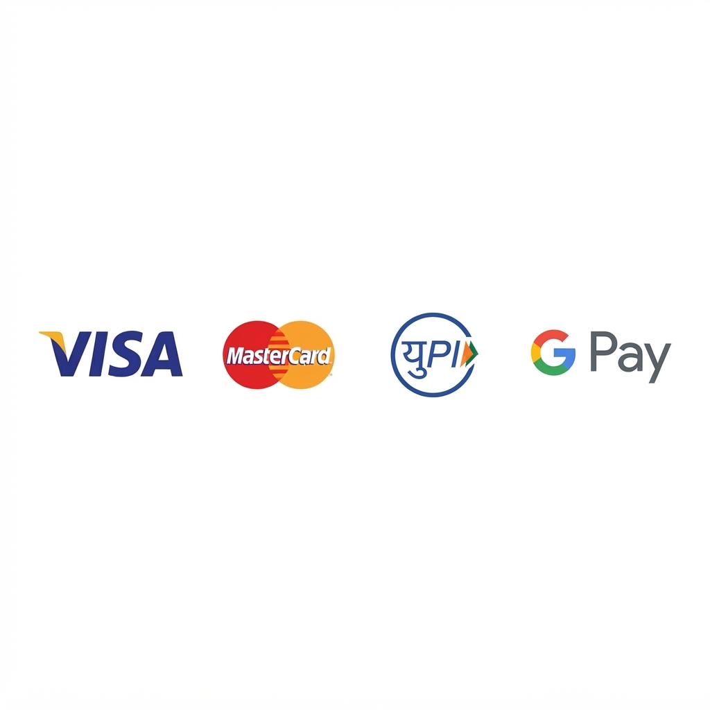 Accepted payment methods: Credit card, Debit card, UPI, Google Pay