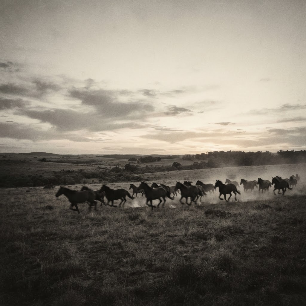 Wild brumbies galloping