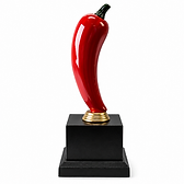 Chili Pepper on Base — great for chili cook-offs or pepper eating contests. Wood or marble bases available.
