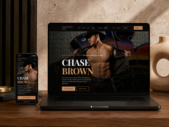 Chase Brown, musician and live performer, featured in the Chase Brown Music website project by Stone + Grain Studio.