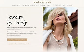 Jewelry by Candy homepage featuring the handcrafted jewelry collection, after the Stone + Grain redesign.