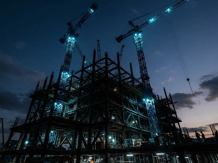 Tower cranes on a major construction project
