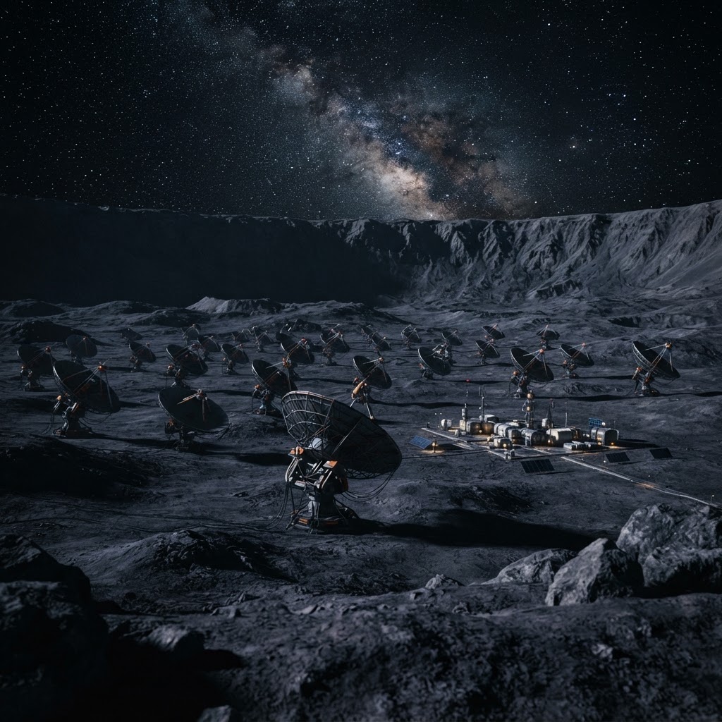 Cinematic plate of Far Side Array, Luna