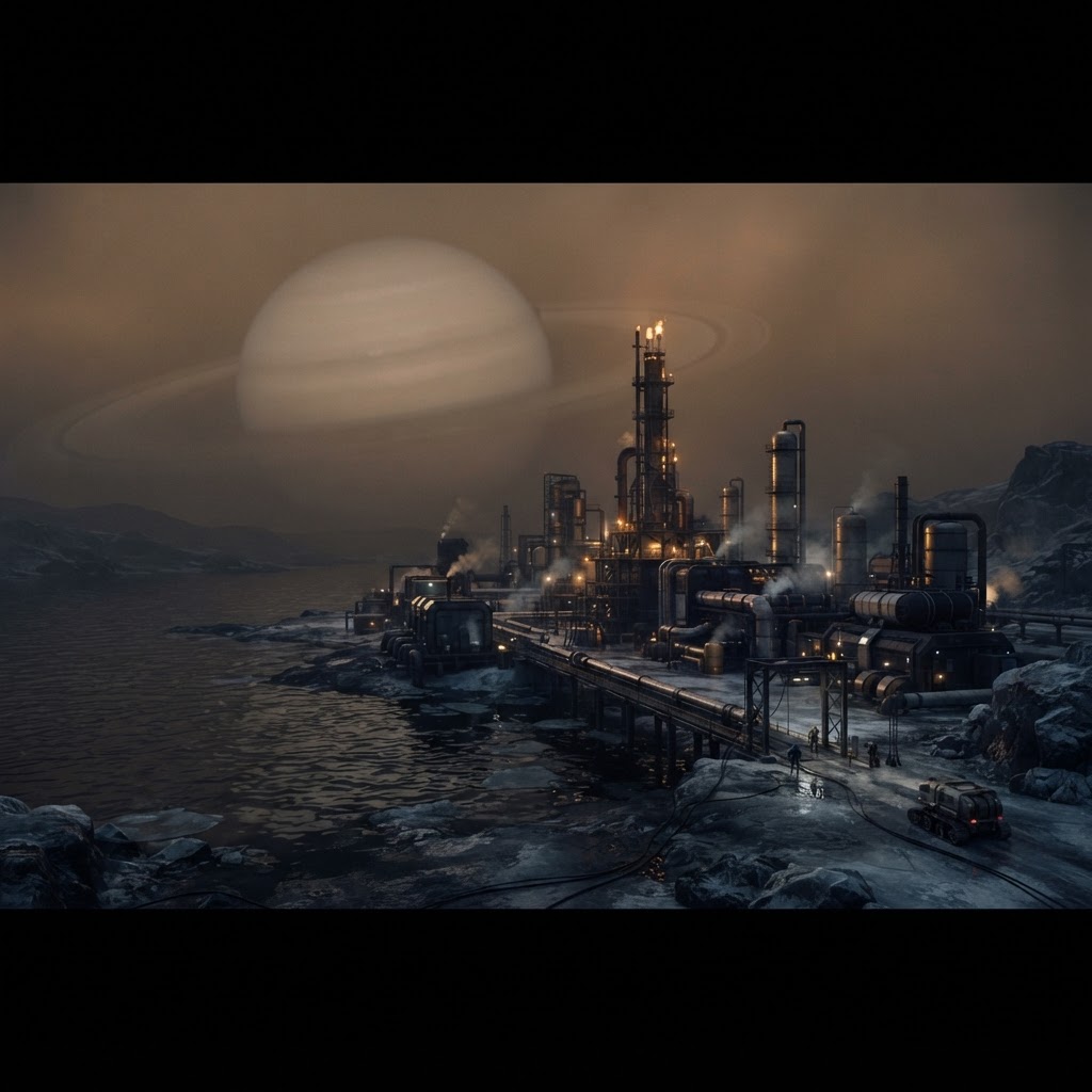 Cinematic plate of Titan Hydrocarbon Works