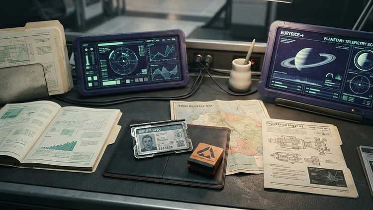 Command desk showing the path from one identity to an active world
