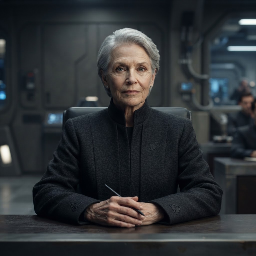 Official Council portrait of Justice Eleanor Pierce, Chief Justice of the Interspecies Tribunal