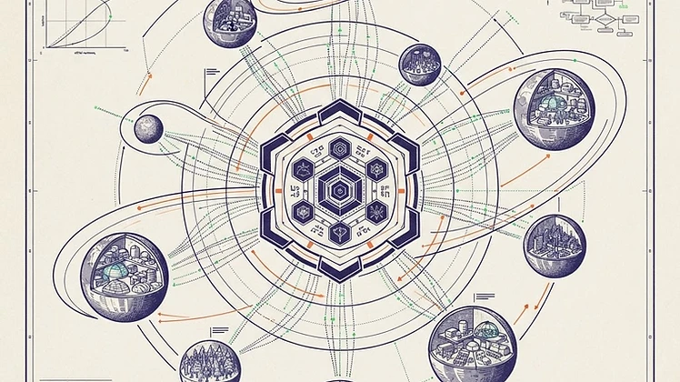 Network diagram of connected persistent worlds and structures