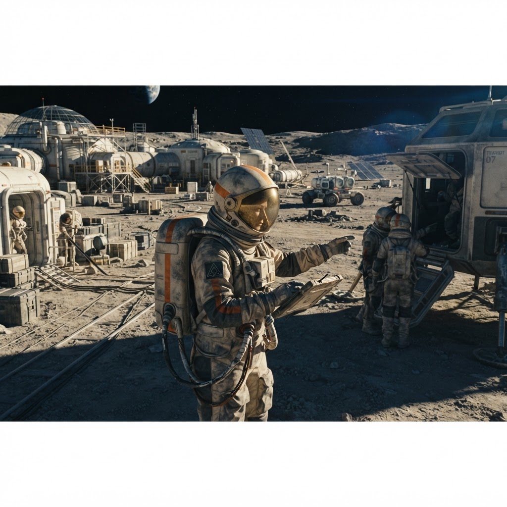 Field plate — Senior Lunar Transit Concierge, Shackleton Base, Luna South Pole