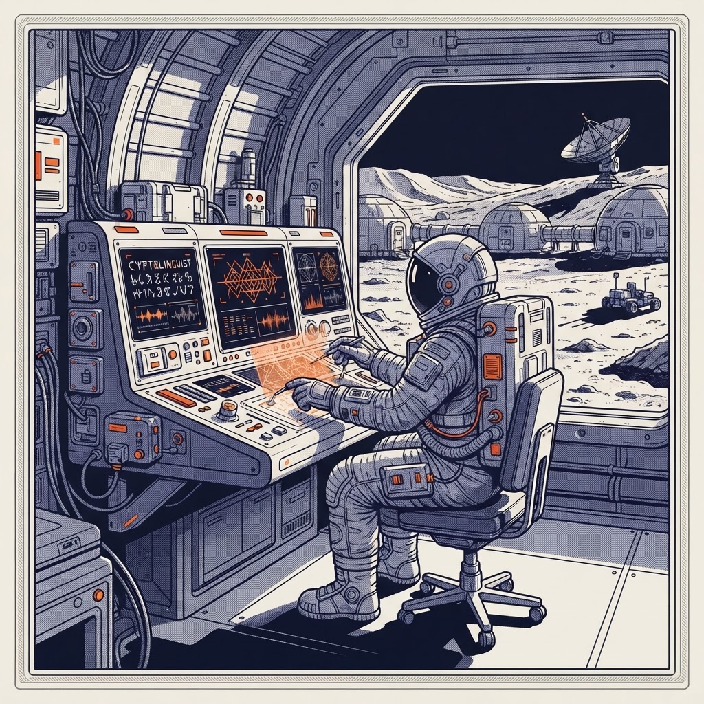 Field plate — Cryptolinguist, Non-Human Signal Structures, Far Side Array, Luna
