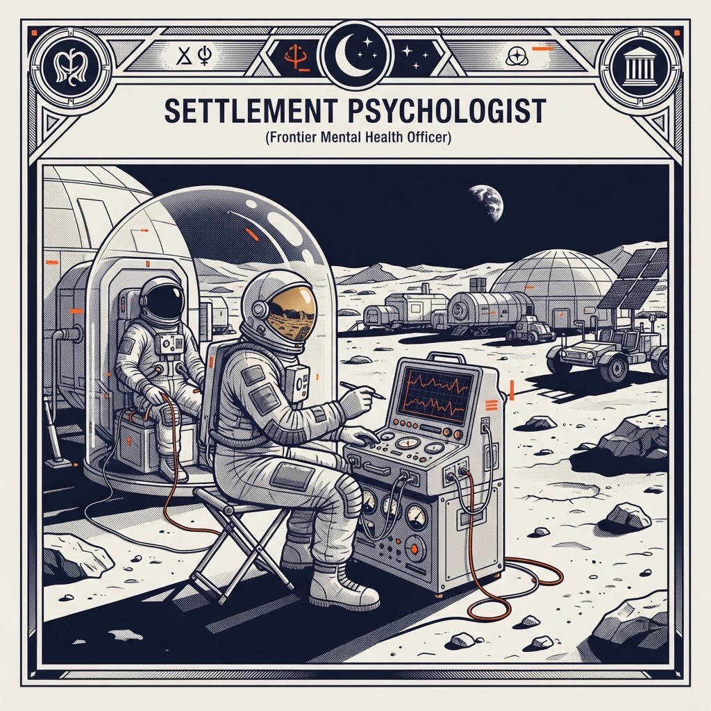 Field plate — Settlement Psychologist (Frontier Mental Health Officer), Shackleton Base, Luna South Pole
