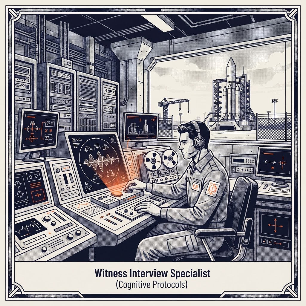 Field plate — Witness Interview Specialist (Cognitive Protocols), Earth, distributed