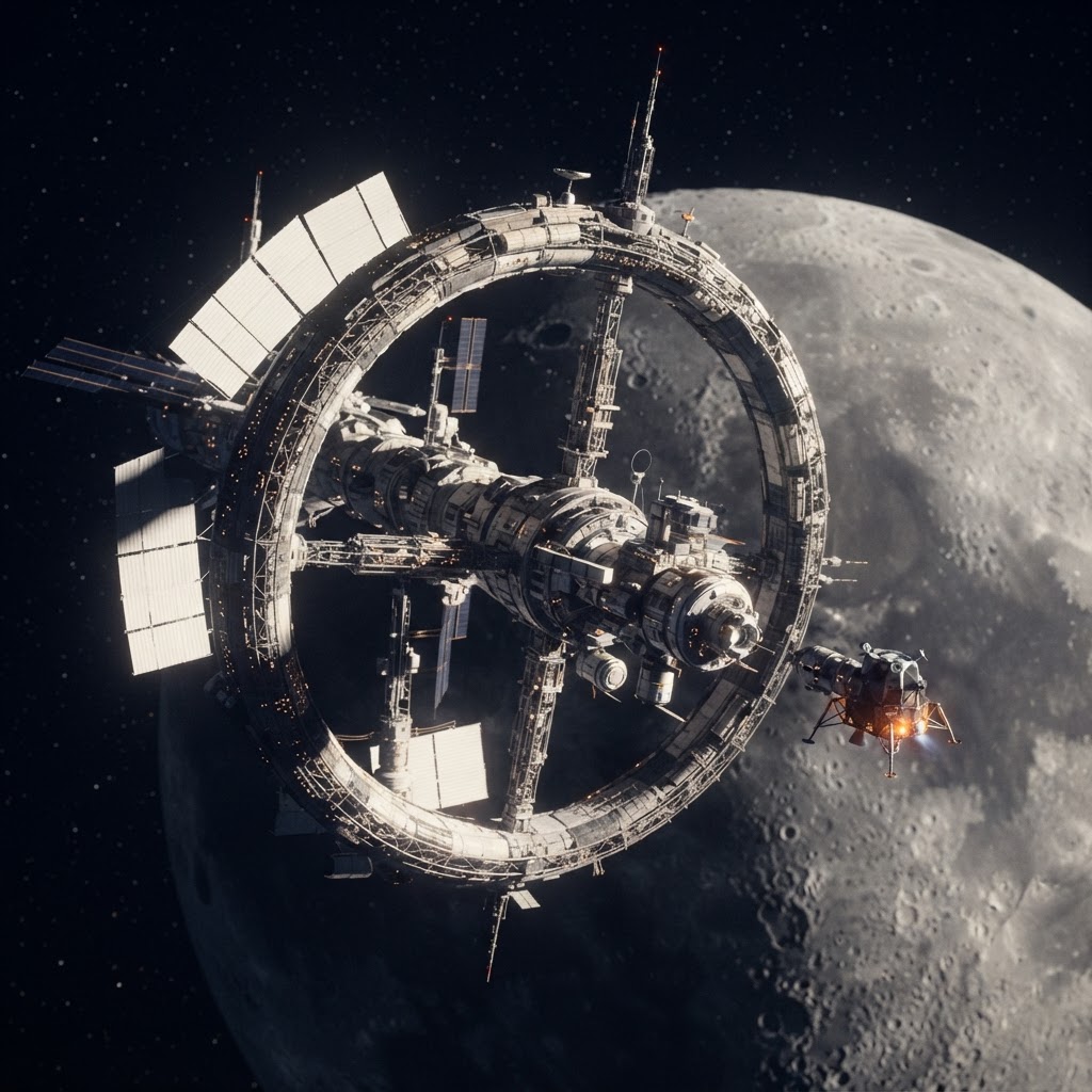 Cinematic plate of Gateway Ring, Lunar Orbit