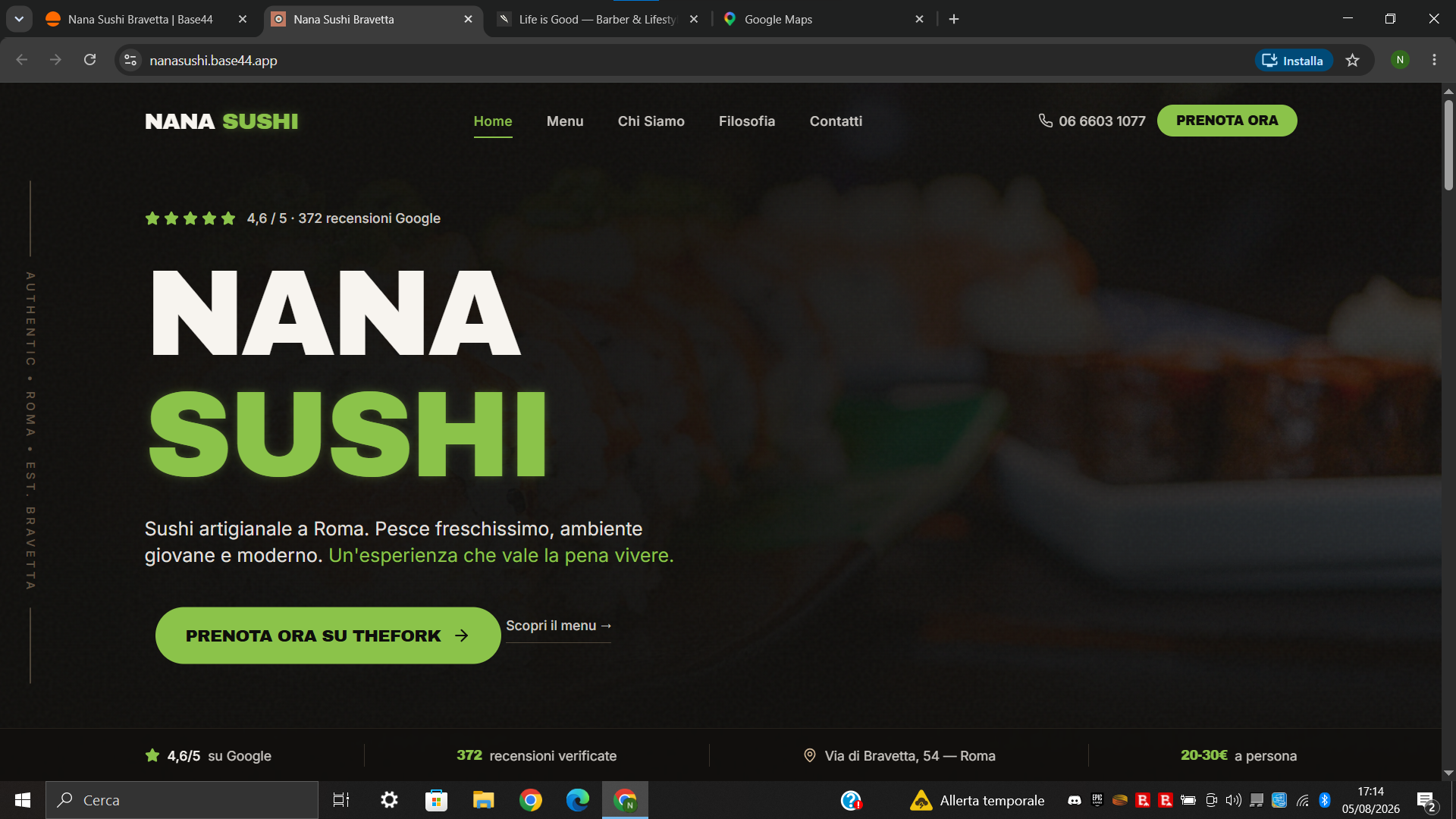 Ristorante con TheFork template preview
