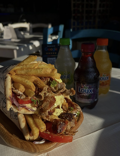 Freshly prepared Greek gyros at Street Souvlaki