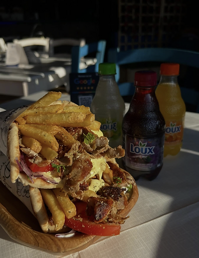 Freshly prepared Greek gyros at Street Souvlaki
