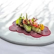 Beet, caviar, cucumber