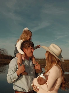 Emma and her family at golden hour