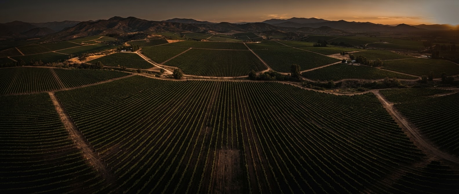 Vista aérea de viñedos del Valle Central de Chile captada con drone DJI Mavic 3 Multispectral