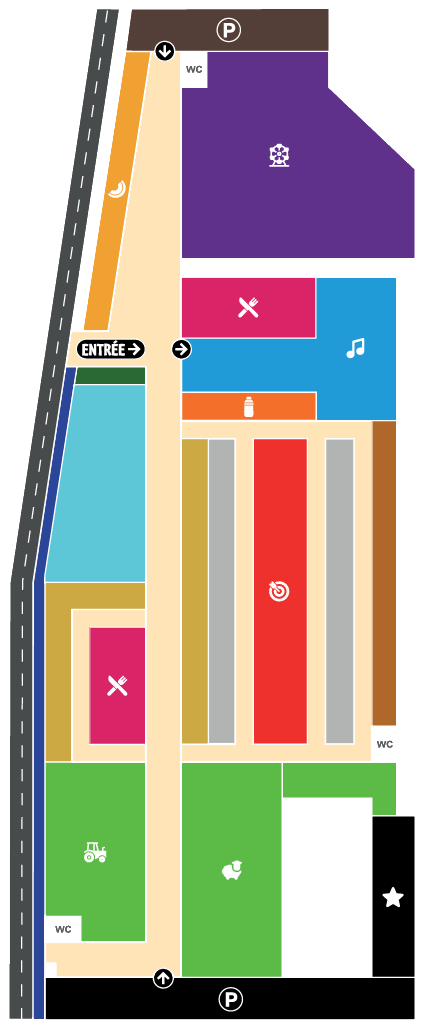 Plan du site officiel de la Foire de Chignat 2026 à Vertaizon avec les différentes zones de la foire