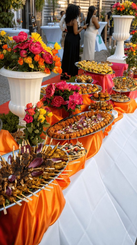 Buffet événementiel photographié pour valoriser les partenaires et leurs invités