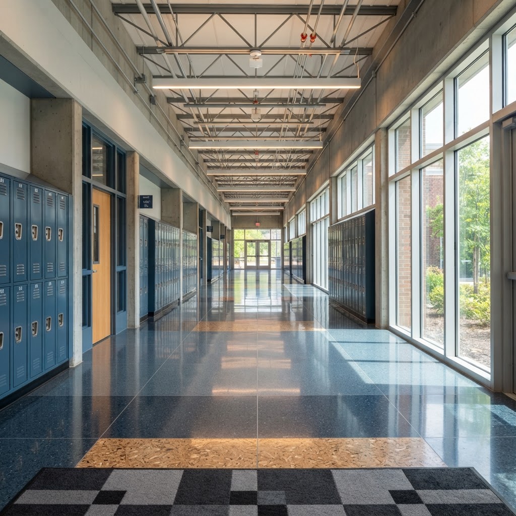 École — couloir et espaces communs
