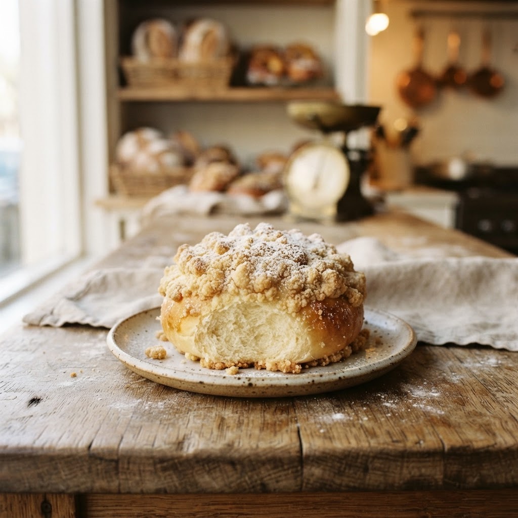 Streusel Bun at Zelda's Bakery