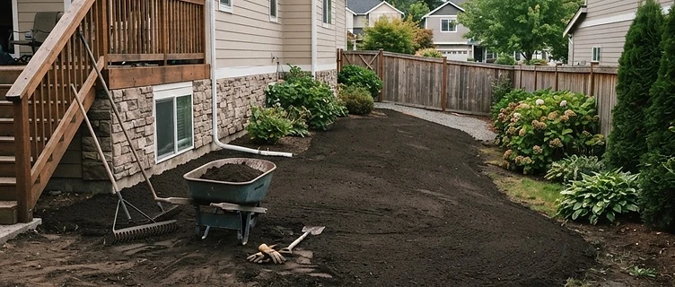 Yard Grading & Swales — residential drainage service imagery