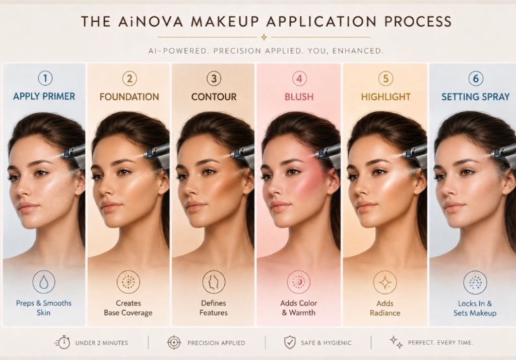The AiNova makeup application process