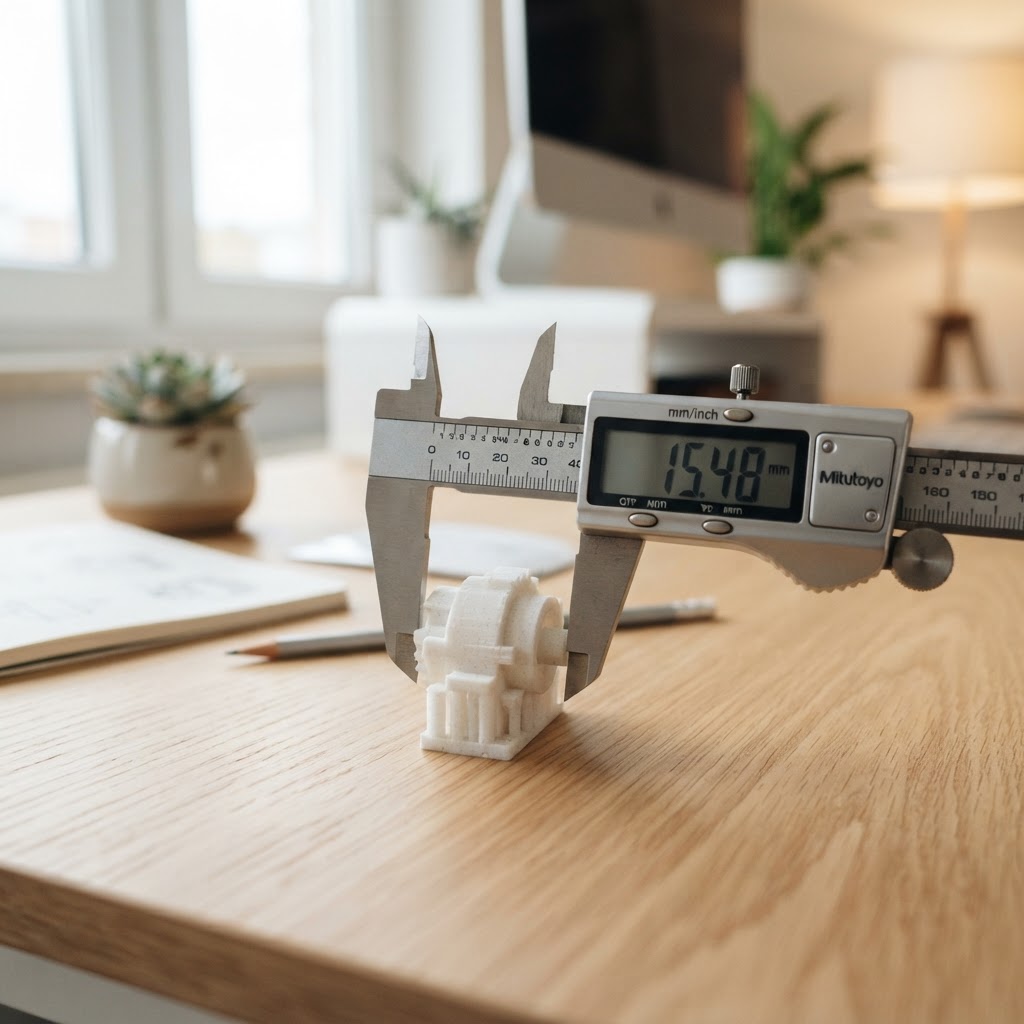 Skyvelær som måler en 3D-printet del
