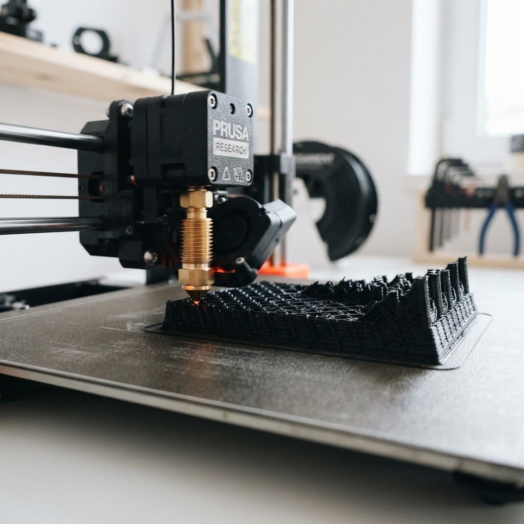 FDM-printer som ekstruderer PLA lag for lag