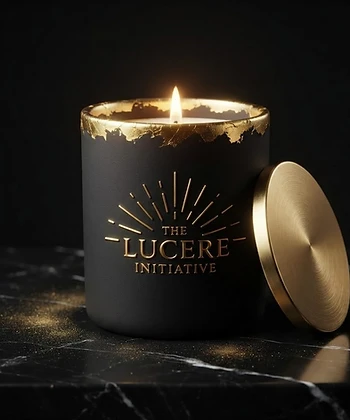 The Lucere Initiative gold leaf candle