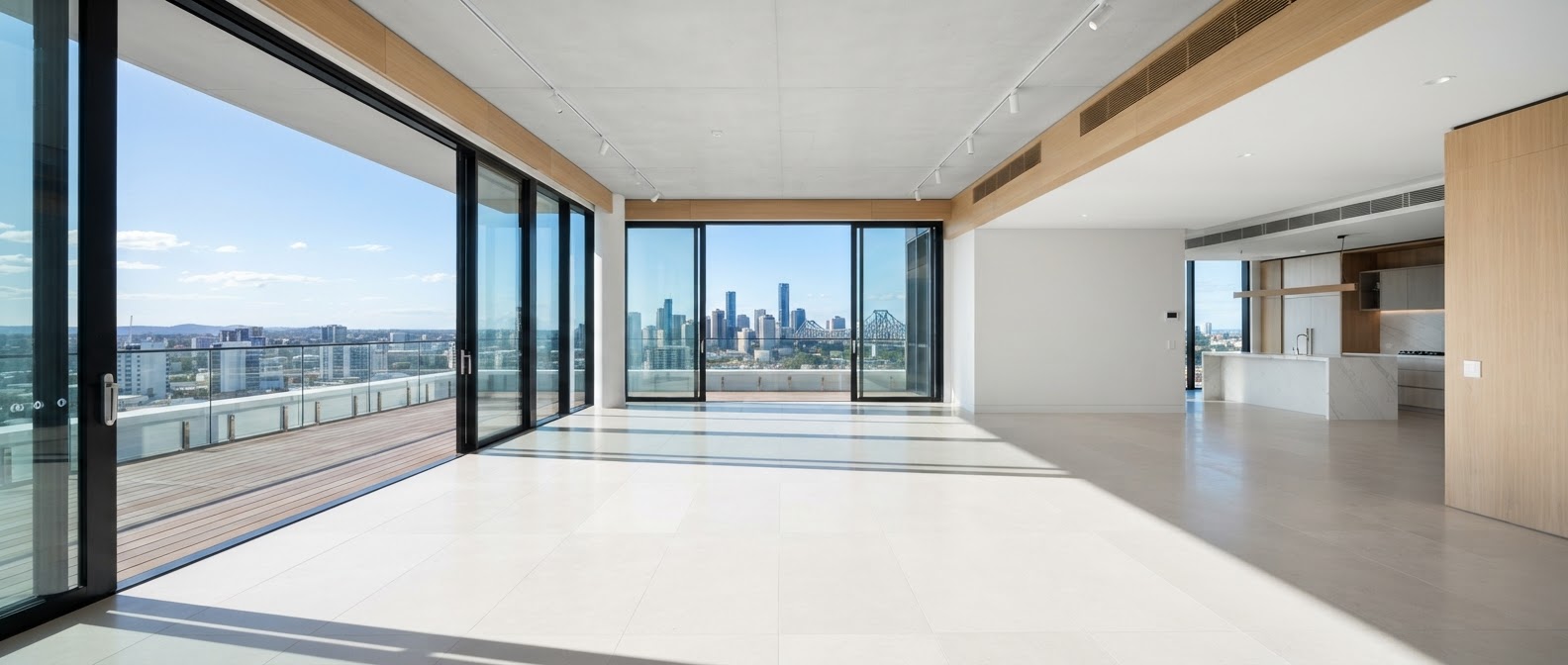 Bond cleaning North Brisbane — pristine sunlit Brisbane apartment after end-of-lease clean