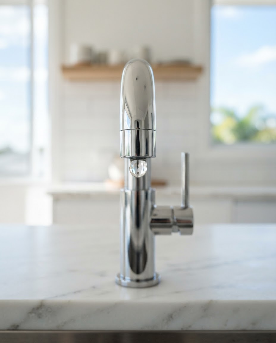 Flawless polished kitchen tap