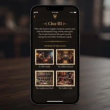 Four patron image slots beneath a clue