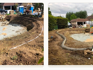Pool excavation with compacted gravel blinding layer in Surrey