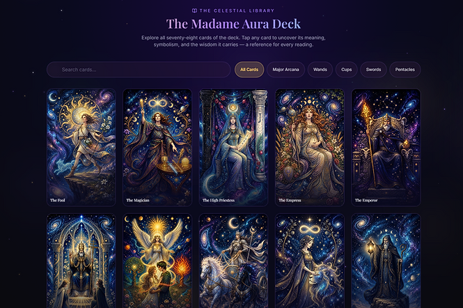 The Madame Aura deck in the celestial library