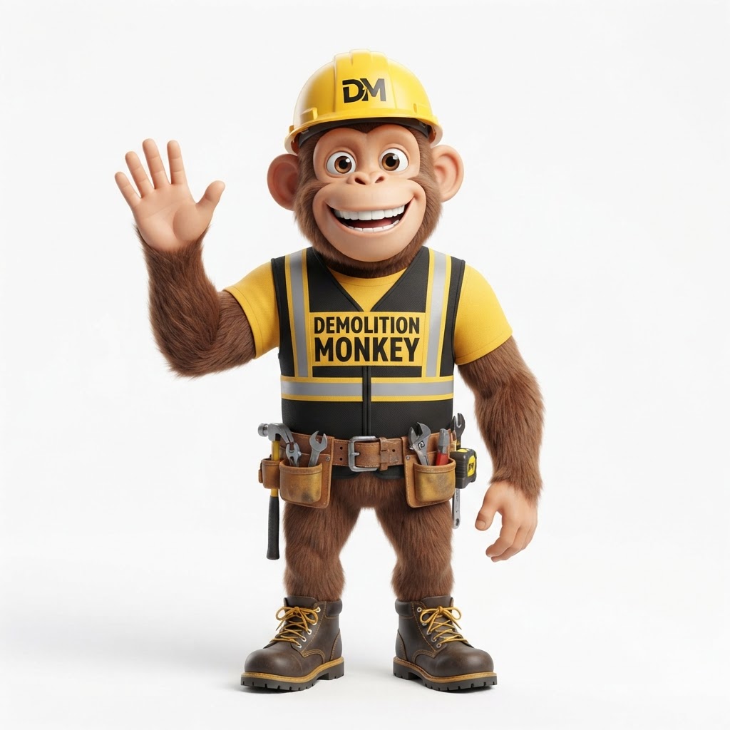Demolition Monkey mascot in uniform