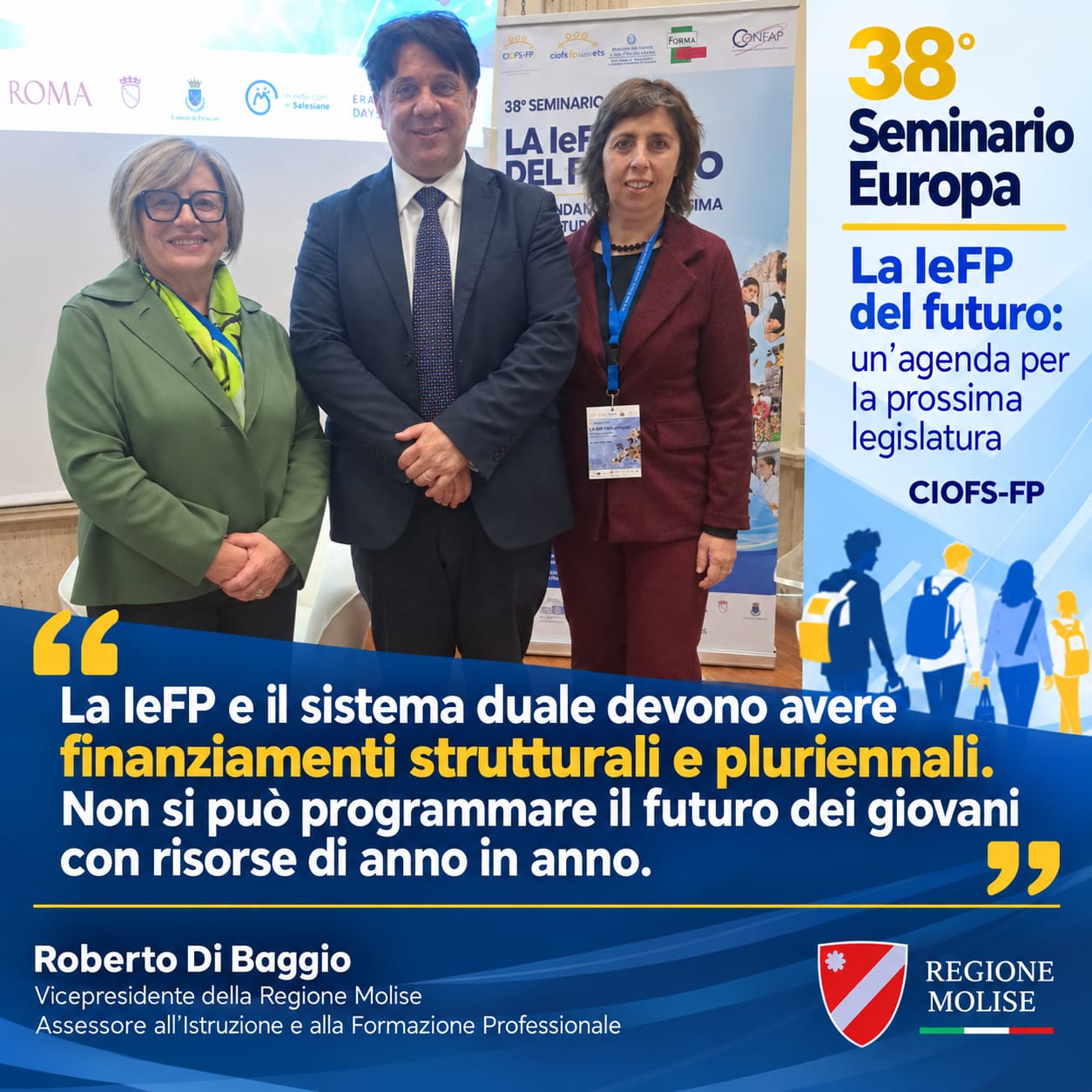 Formazione professionale, Di Baggio al 38° Seminario Europa: «Rendere strutturali e pluriennali i finanziamenti per la IeFP e il sistema duale»