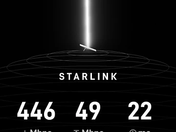 Starlink speed test result showing 446 Mbps download